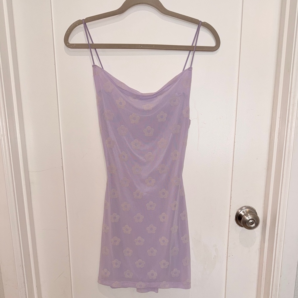 Motel Rocks Lilac Floral Sheer Slip Dress